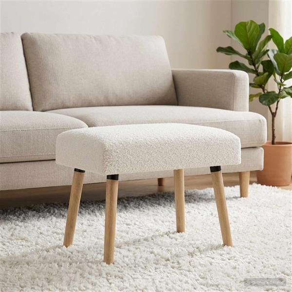 Grote foto vidaxl bank effen cr mekleurig 60 x 40 x 45 cm boucl huis en inrichting overige huis en inrichting