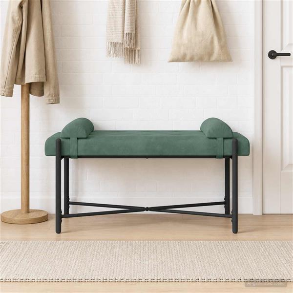 Grote foto vidaxl knop gestept bankje met kussens zeegroen 110 x 40 x 46 cm huis en inrichting overige huis en inrichting