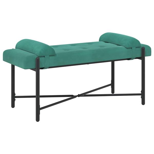 Grote foto vidaxl knop gestept bankje met kussens turquoise 110 x 40 x 46 cm huis en inrichting overige huis en inrichting