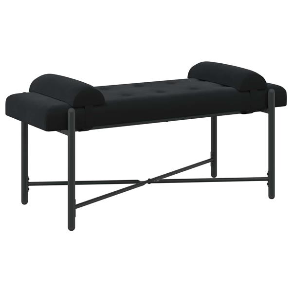 Grote foto vidaxl knop gestept bankje met kussens zwart 110 x 40 x 46 cm fluweel huis en inrichting overige huis en inrichting