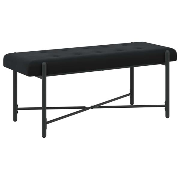 Grote foto vidaxl knop gestept bankje met kussens zwart 110 x 40 x 46 cm fluweel huis en inrichting overige huis en inrichting