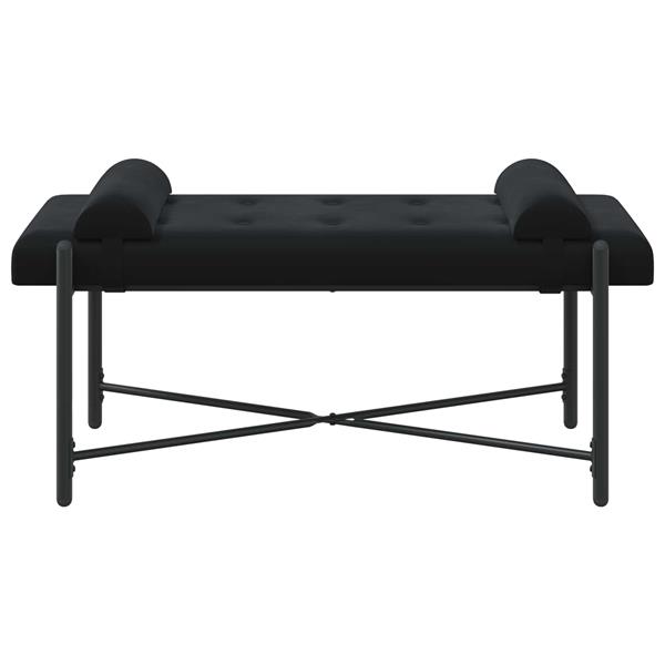 Grote foto vidaxl knop gestept bankje met kussens zwart 110 x 40 x 46 cm fluweel huis en inrichting overige huis en inrichting