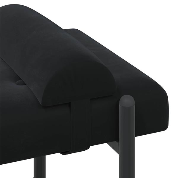 Grote foto vidaxl knop gestept bankje met kussens zwart 110 x 40 x 46 cm fluweel huis en inrichting overige huis en inrichting