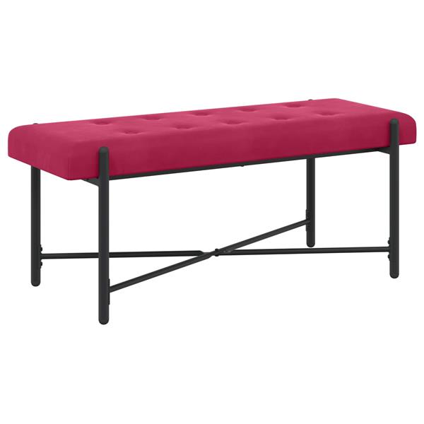 Grote foto vidaxl knop gestept bankje met kussens wijnrood 110 x 40 x 46 cm huis en inrichting overige huis en inrichting
