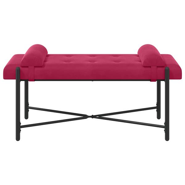 Grote foto vidaxl knop gestept bankje met kussens wijnrood 110 x 40 x 46 cm huis en inrichting overige huis en inrichting