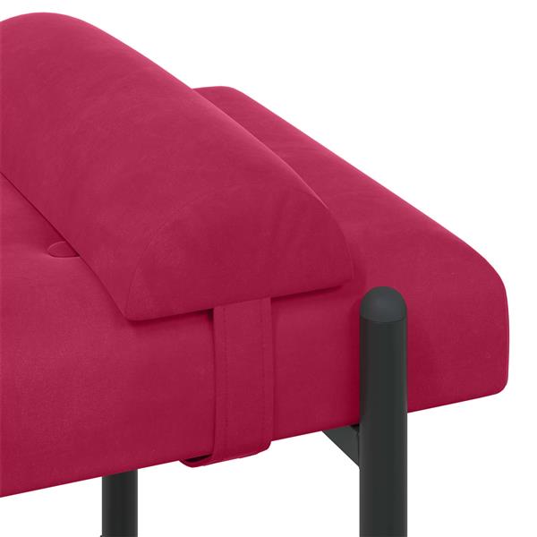 Grote foto vidaxl knop gestept bankje met kussens wijnrood 110 x 40 x 46 cm huis en inrichting overige huis en inrichting