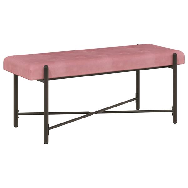 Grote foto vidaxl knop gestept bankje met kussens roze 110 x 40 x 46 cm fluweel huis en inrichting overige huis en inrichting