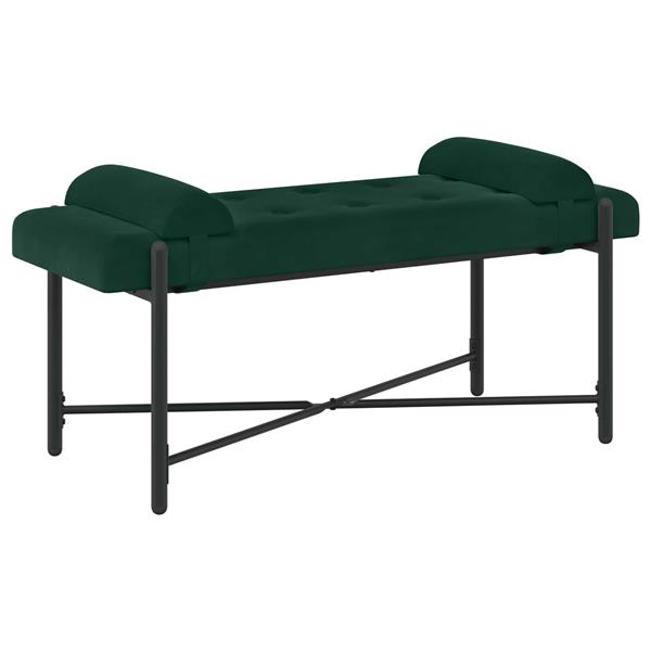 Grote foto vidaxl knop gestept bankje met kussens donkergroen 110 x 40 x 46 cm huis en inrichting overige huis en inrichting