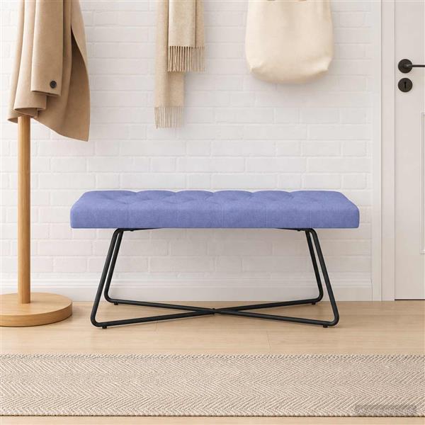 Grote foto vidaxl bank met knoopverstelling jeans blauw 110 x 40 x 46 cm stof huis en inrichting overige huis en inrichting
