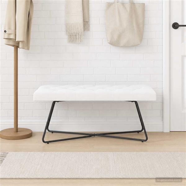 Grote foto vidaxl bank met knoopverstelling wit 110 x 40 x 46 cm stof huis en inrichting overige huis en inrichting