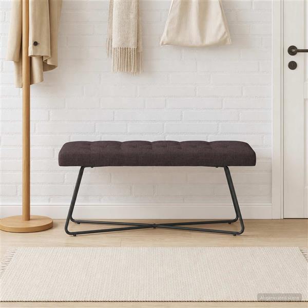 Grote foto vidaxl bank met knoopverstelling donkerbruin 110 x 40 x 46 cm stof huis en inrichting overige huis en inrichting