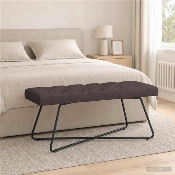 Grote foto vidaxl bank met knoopverstelling donkerbruin 110 x 40 x 46 cm stof huis en inrichting overige huis en inrichting