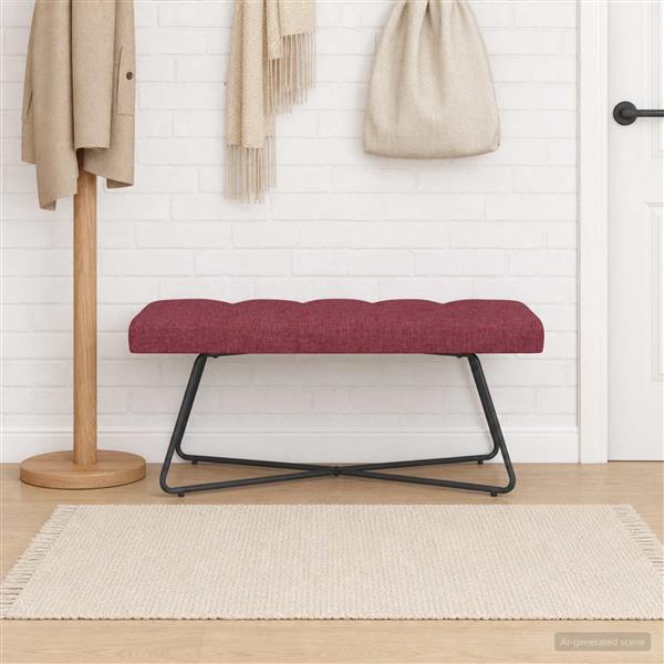 Grote foto vidaxl bank met knoopverstelling wijnrood 110 x 40 x 46 cm stof huis en inrichting overige huis en inrichting