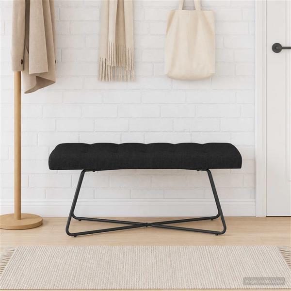 Grote foto vidaxl bank met knoopverstelling zwart 110 x 40 x 46 cm stof huis en inrichting overige huis en inrichting