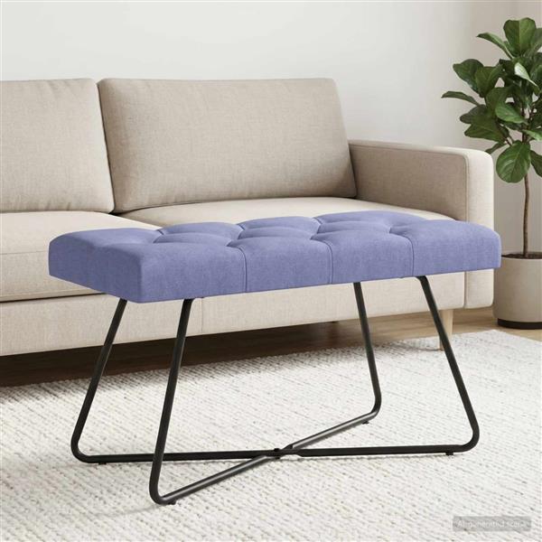 Grote foto vidaxl bank met knoopverstelling jeans blauw 80 x 40 x 46 cm stof huis en inrichting overige huis en inrichting