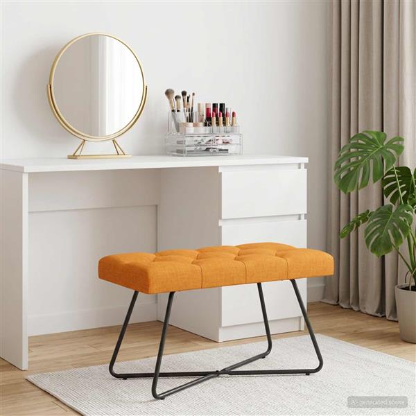 Grote foto vidaxl bank met knoopverstelling donkergeel 80 x 40 x 46 cm stof huis en inrichting overige huis en inrichting