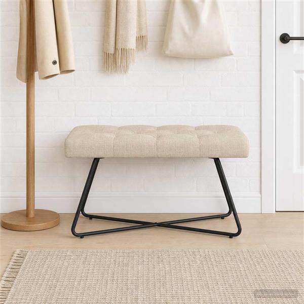 Grote foto vidaxl bank met knoopverstelling cr mekleurig 80 x 40 x 46 cm stof huis en inrichting overige huis en inrichting