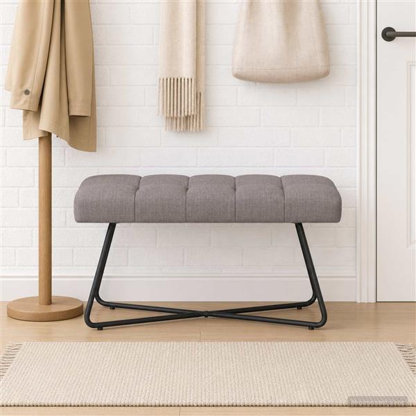 Grote foto vidaxl bank met knoopverstelling taupe 80 x 40 x 46 cm stof huis en inrichting overige huis en inrichting