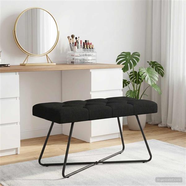 Grote foto vidaxl bank met knoopverstelling zwart 80 x 40 x 46 cm stof huis en inrichting overige huis en inrichting