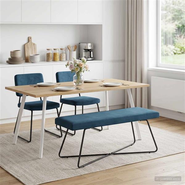 Grote foto vidaxl bank blauw 110 x 40 x 45 cm fluweel huis en inrichting overige huis en inrichting