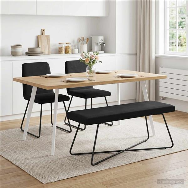 Grote foto vidaxl bank zwart 110 x 40 x 45 cm fluweel huis en inrichting overige huis en inrichting