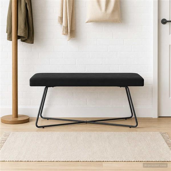 Grote foto vidaxl bank zwart 110 x 40 x 45 cm fluweel huis en inrichting overige huis en inrichting