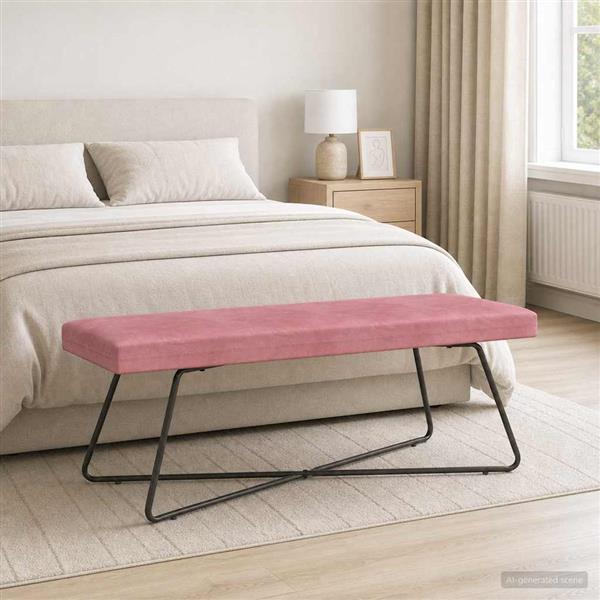 Grote foto vidaxl bank roze 110 x 40 x 45 cm fluweel huis en inrichting overige huis en inrichting