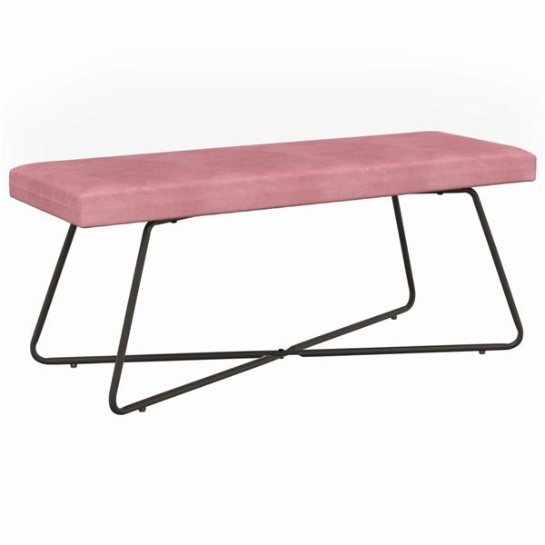 Grote foto vidaxl bank roze 110 x 40 x 45 cm fluweel huis en inrichting overige huis en inrichting