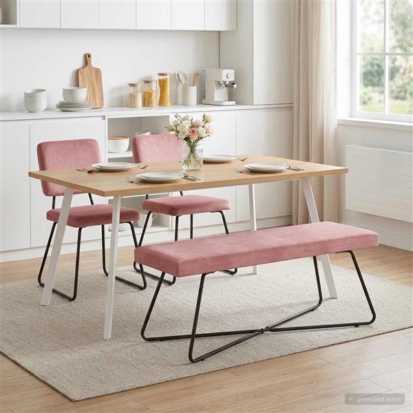 Grote foto vidaxl bank roze 110 x 40 x 45 cm fluweel huis en inrichting overige huis en inrichting