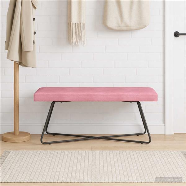 Grote foto vidaxl bank roze 110 x 40 x 45 cm fluweel huis en inrichting overige huis en inrichting
