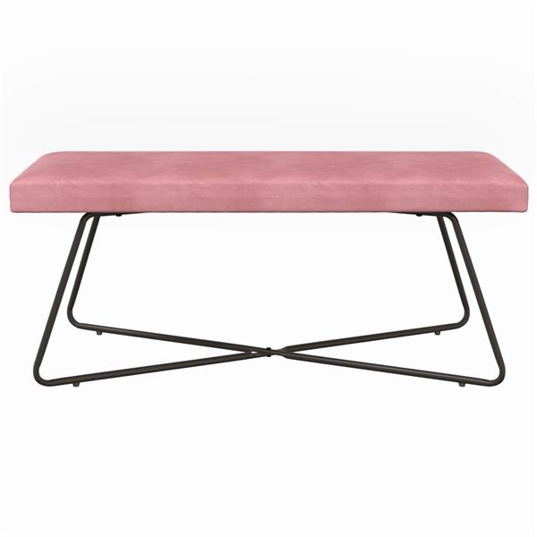 Grote foto vidaxl bank roze 110 x 40 x 45 cm fluweel huis en inrichting overige huis en inrichting