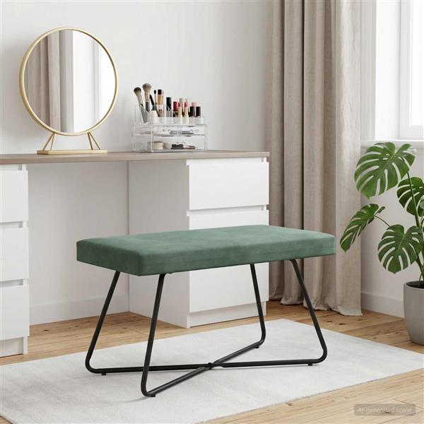 Grote foto vidaxl bank zeegroen 80 x 40 x 45 cm fluweel huis en inrichting overige huis en inrichting