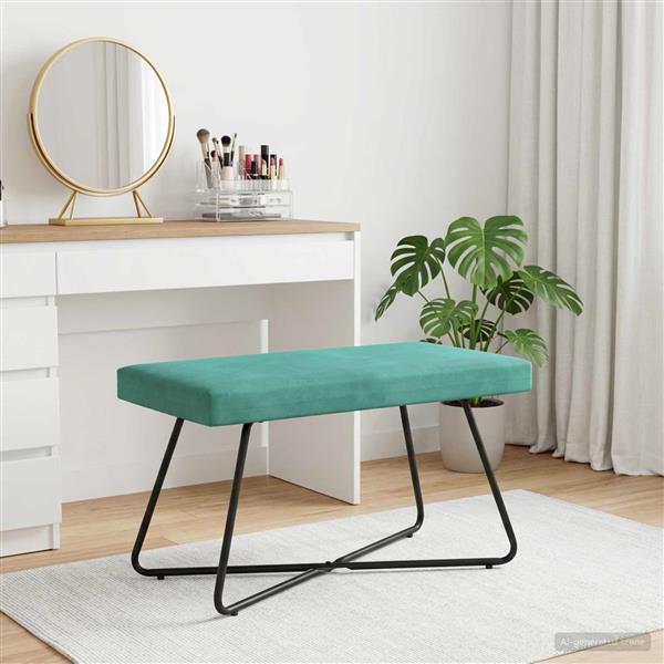 Grote foto vidaxl bank turquoise 80 x 40 x 45 cm fluweel huis en inrichting overige huis en inrichting