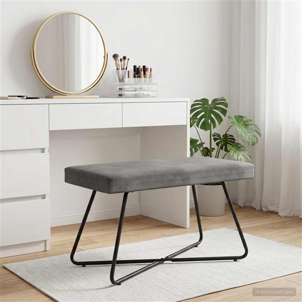 Grote foto vidaxl bank donkergrijs 80 x 40 x 45 cm fluweel huis en inrichting overige huis en inrichting