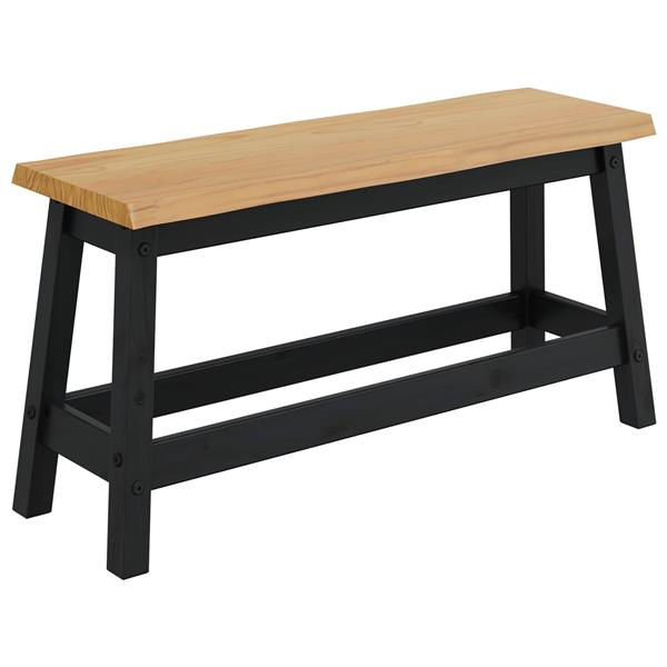 Grote foto vidaxl eetbank ekai zwart 91 5 x 29 x 45 5 cm massief grenenhout huis en inrichting stoelen
