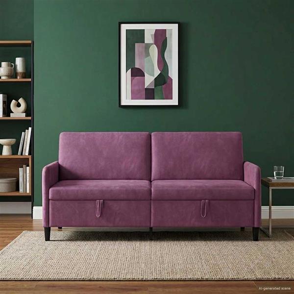 Grote foto vidaxl bank met opslag paars 192 x 78 x 87 cm polyester huis en inrichting bankstellen