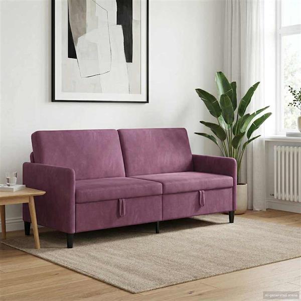 Grote foto vidaxl bank met opslag paars 192 x 78 x 87 cm polyester huis en inrichting bankstellen