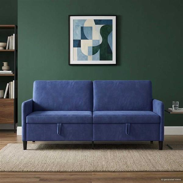 Grote foto vidaxl bank met opslag politieblauw 192 x 78 x 87 cm polyester huis en inrichting bankstellen