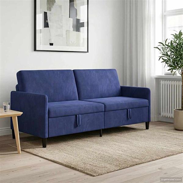 Grote foto vidaxl bank met opslag politieblauw 192 x 78 x 87 cm polyester huis en inrichting bankstellen