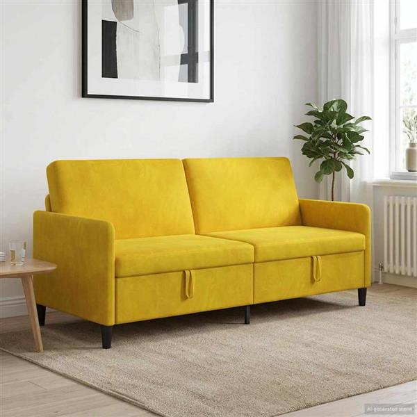 Grote foto vidaxl bank met opslag geel 192 x 78 x 87 cm polyester huis en inrichting bankstellen
