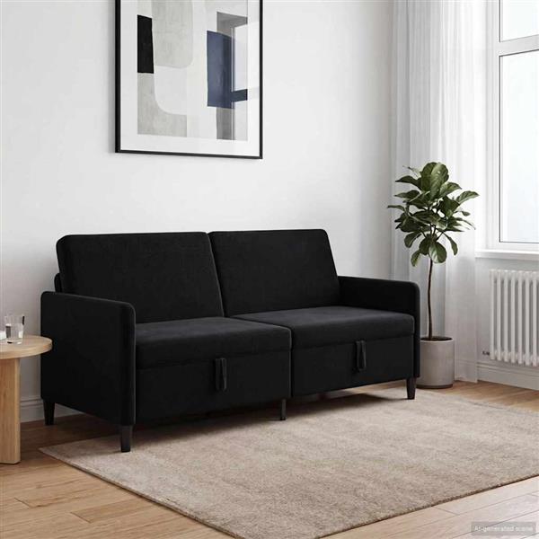 Grote foto vidaxl bank met opslag zwart 192 x 78 x 87 cm polyester huis en inrichting bankstellen