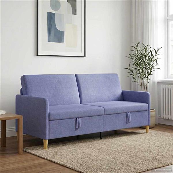 Grote foto vidaxl bank met opslag jeans blauw 192 x 78 x 87 cm polyester huis en inrichting bankstellen