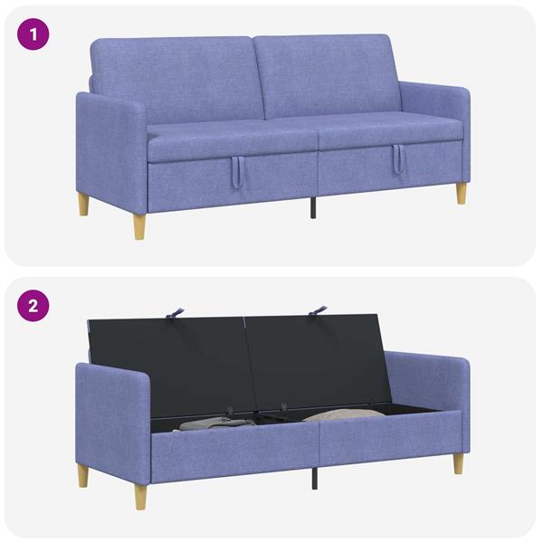 Grote foto vidaxl bank met opslag jeans blauw 192 x 78 x 87 cm polyester huis en inrichting bankstellen