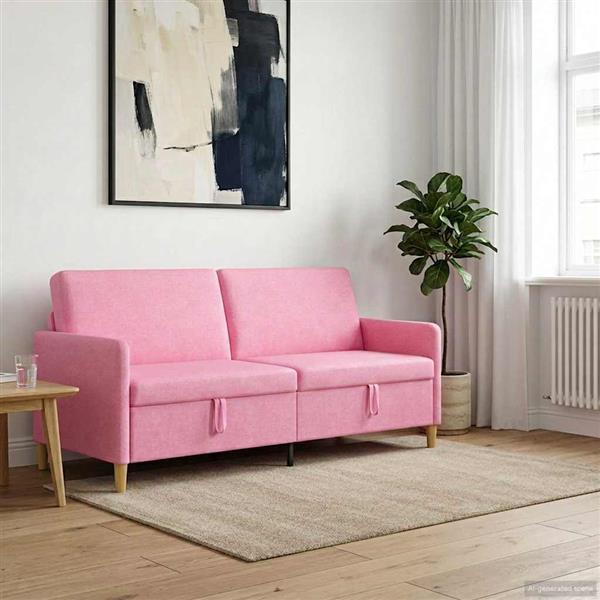 Grote foto vidaxl bank met opslag roze 192 x 78 x 87 cm polyester huis en inrichting bankstellen