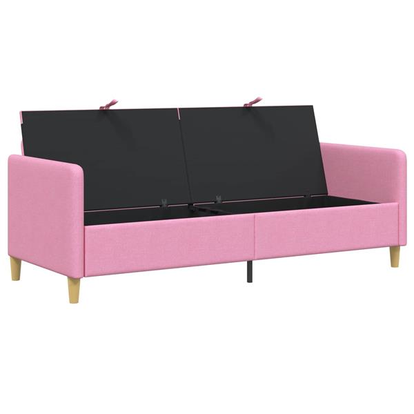 Grote foto vidaxl bank met opslag roze 192 x 78 x 87 cm polyester huis en inrichting bankstellen