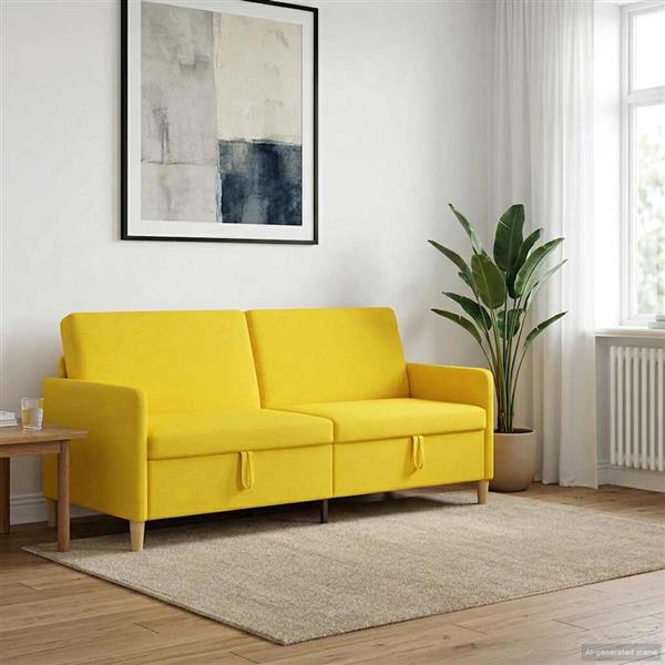 Grote foto vidaxl bank met opslag lichtgeel 192 x 78 x 87 cm polyester huis en inrichting bankstellen