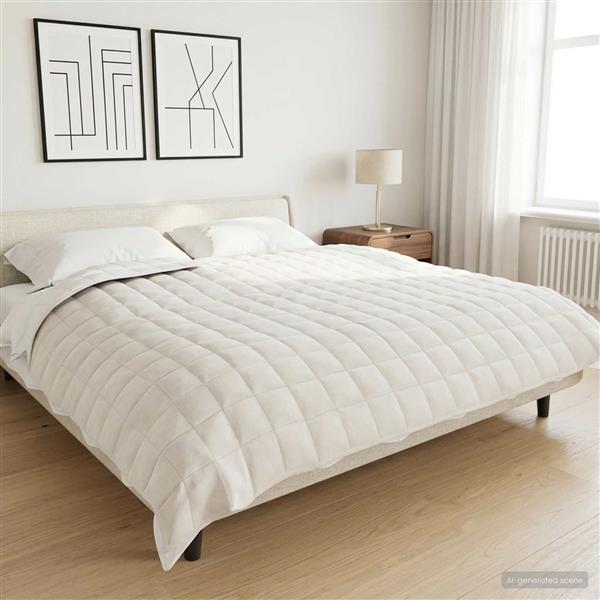 Grote foto vidaxl verzwaringsdeken wit 220 x 260 cm 11 kg 100 katoen 205t huis en inrichting bedden