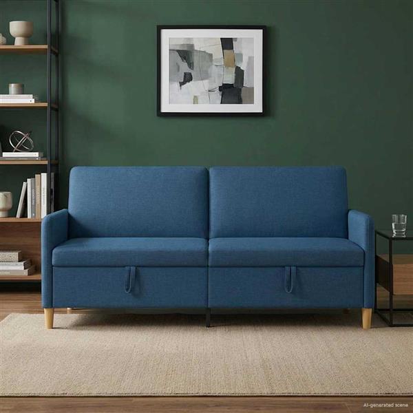Grote foto vidaxl bank met opslag blauw 192 x 78 x 87 cm polyester huis en inrichting bankstellen