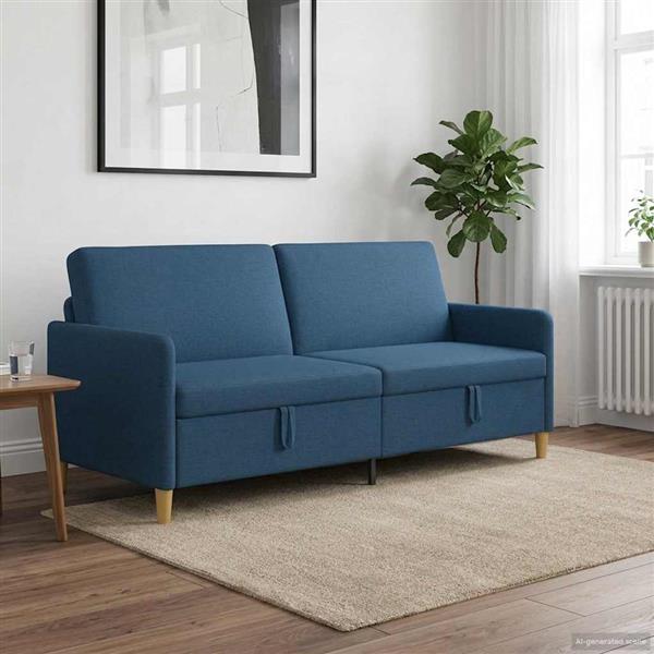Grote foto vidaxl bank met opslag blauw 192 x 78 x 87 cm polyester huis en inrichting bankstellen