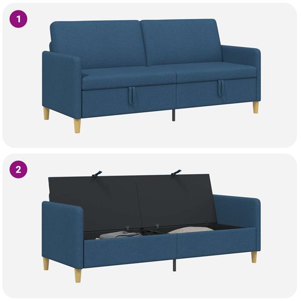 Grote foto vidaxl bank met opslag blauw 192 x 78 x 87 cm polyester huis en inrichting bankstellen